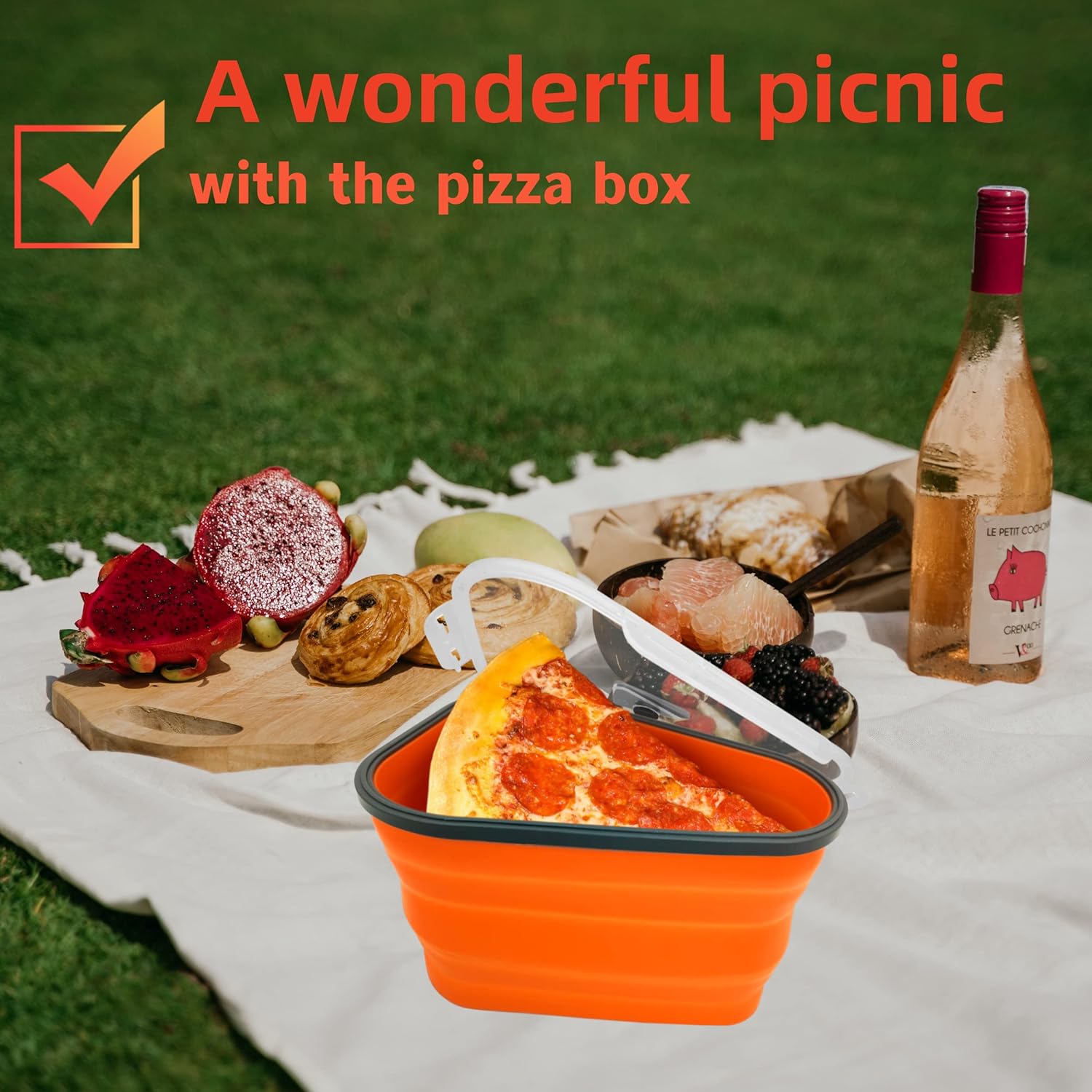 10026 Reusable Pizza Storage Containers with 5 Microwavable Serving Trays, Silicone Container Expandable & Adjustable for Packing Pizza at home / outdoor 10026 Reusable Pizza Storage Containers with 5 Microwavable Serving Trays, Silicone Container Expandable & Adjustable for Packing Pizza at home / outdoor